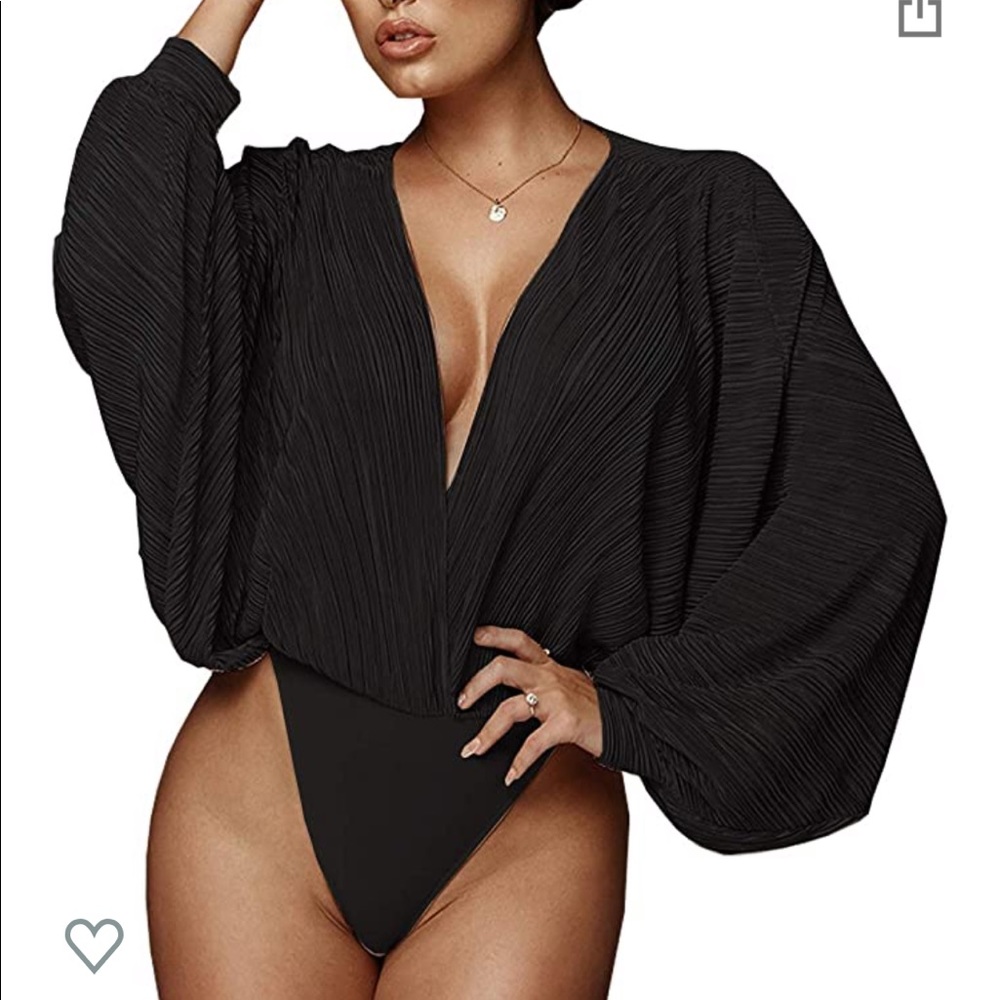 Women's Sexy Deep V-Neck Long Sleeve Bodysuit